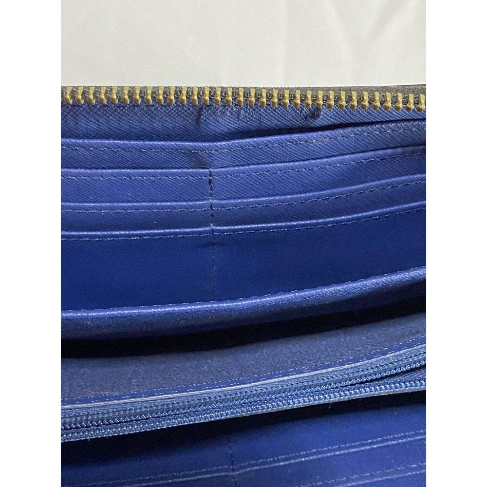Fossil zip wallet Clutch blue Multi Color pattern card holder change pocket